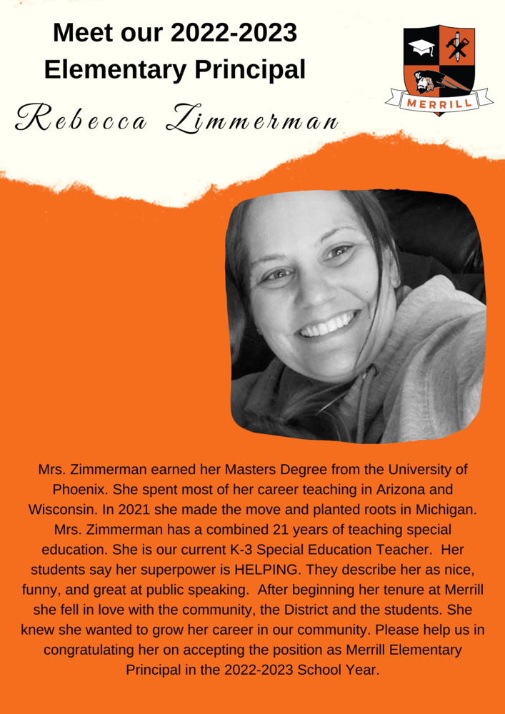 Rebecca Zimmerman 2022 - 2023 Elementary Principal