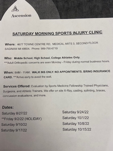 Ascension Sports Injury Clinic Flyer